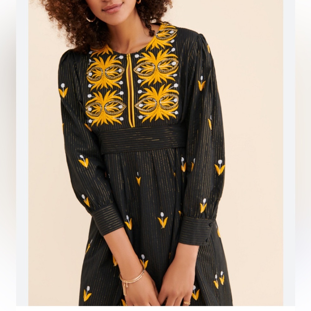 ANTIK BATIK embroidered metallic block print mini dress - Picture 2 of 8